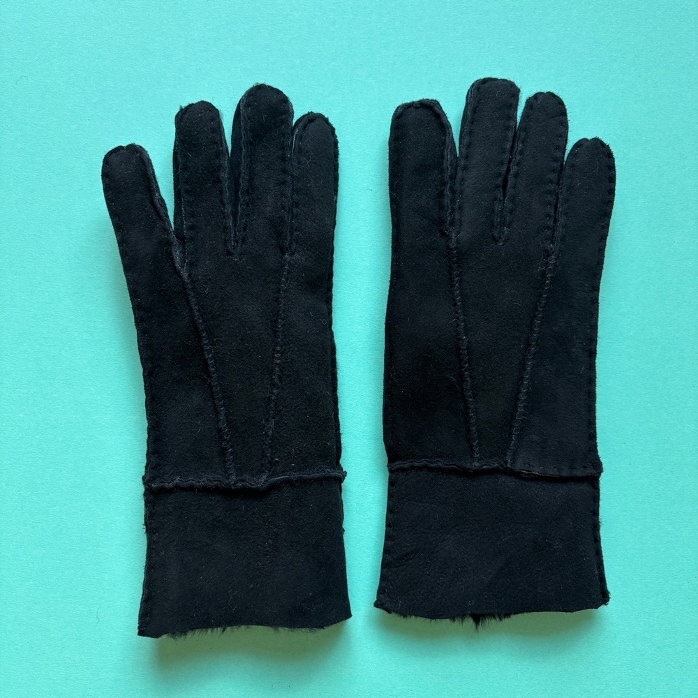 Black Suede Shearling Gloves